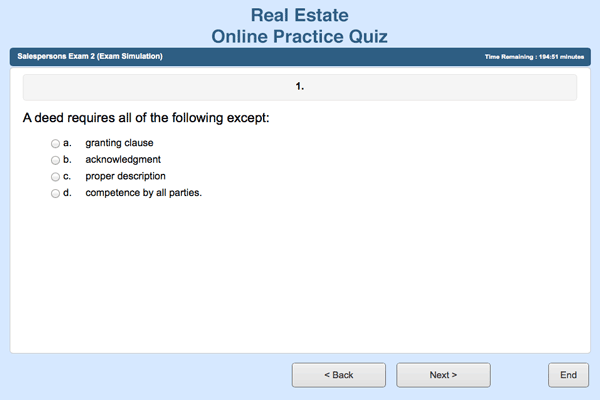 Screenshot showing a multiple choice question displayed in the Exam Simulation Mode.
